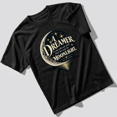 Vintage celestial T-shirt with Oscar Wilde quote and crescent moon design