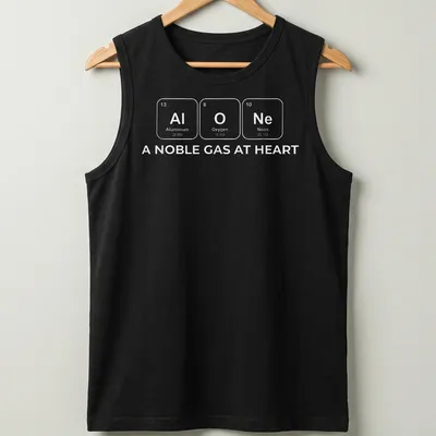 Clean typography T-shirt featuring a chemistry pun about noble gases in black and white. — printed on a tank top