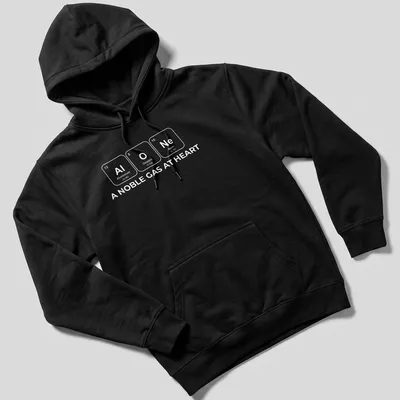 Clean typography T-shirt featuring a chemistry pun about noble gases in black and white. — printed on a unisex hoodie