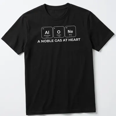 Clean typography T-shirt featuring a chemistry pun about noble gases in black and white.