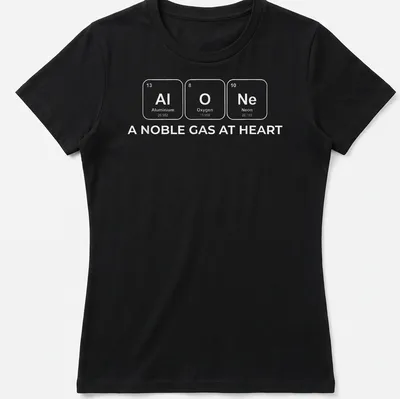 Clean typography T-shirt featuring a chemistry pun about noble gases in black and white. — printed on a women's shirt