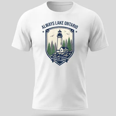 Vintage Lake Ontario T-shirt featuring a lighthouse and pine trees