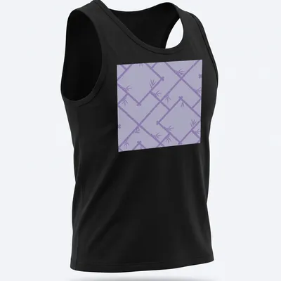 Lilac purple bamboo lattice pattern shirt in chinoiserie style. — printed on a tank top
