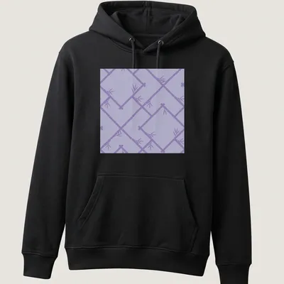 Lilac purple bamboo lattice pattern shirt in chinoiserie style. — printed on a unisex hoodie