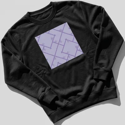 Lilac purple bamboo lattice pattern shirt in chinoiserie style. — printed on a unisex sweatshirt