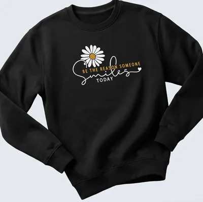 Modern script t-shirt with uplifting quote and floral design — printed on a unisex sweatshirt