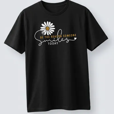 Modern script t-shirt with uplifting quote and floral design