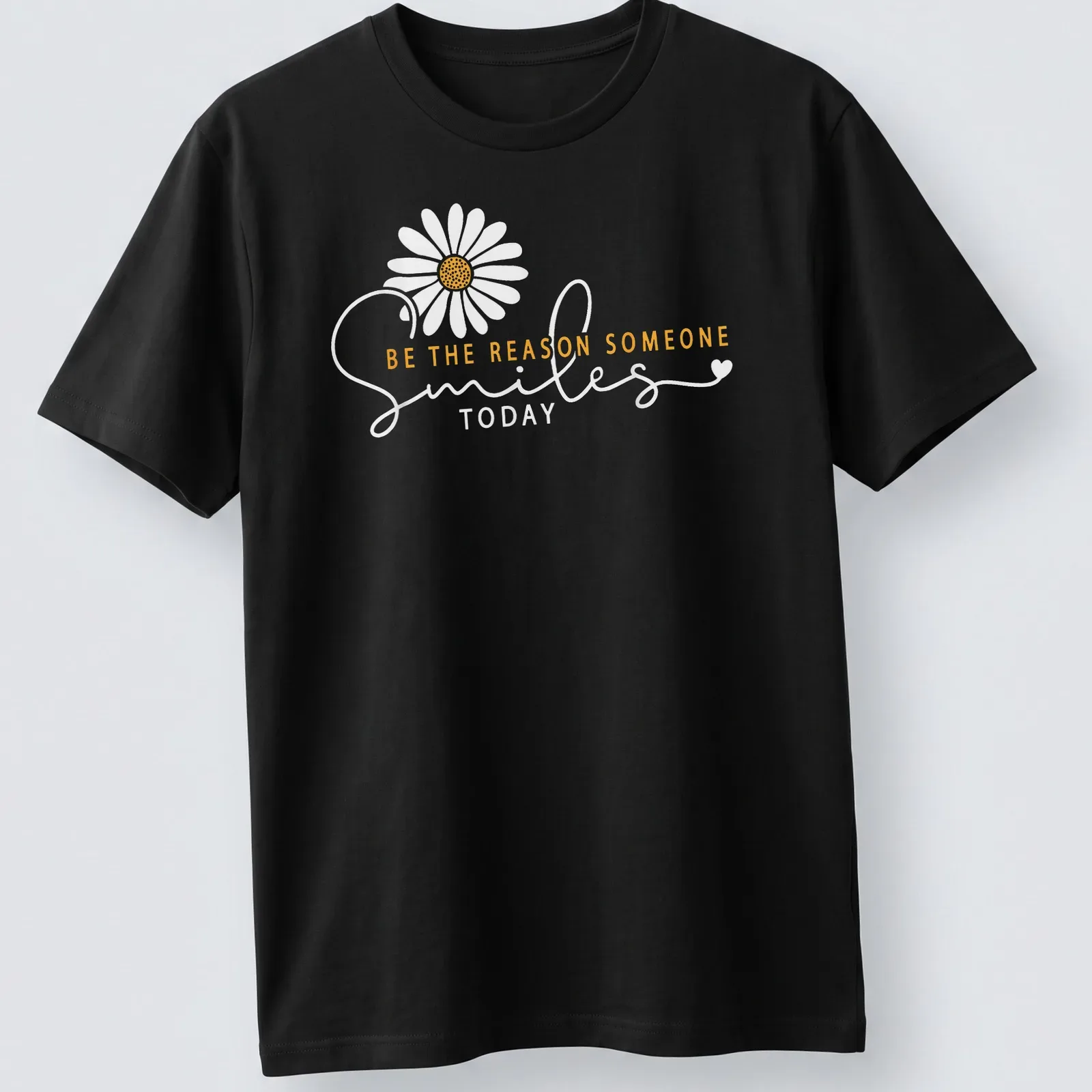Modern script t-shirt with uplifting quote and floral design — printed on a unisex t-shirt