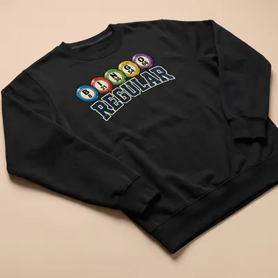 Vintage distressed Bingo Regular t-shirt with colorful bingo balls — printed on a unisex sweatshirt