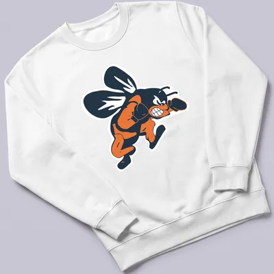 Cartoon boxing bee in navy, orange, and white, ready to throw a punch — printed on a unisex sweatshirt