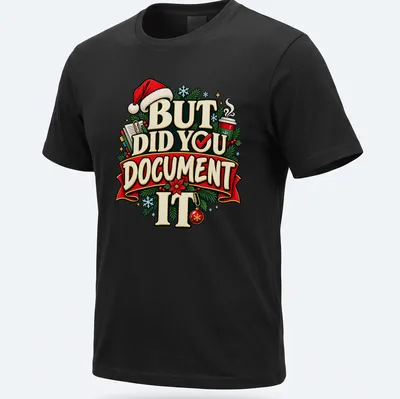 Colorful festive print with Christmas elements and text about documenting moments.
