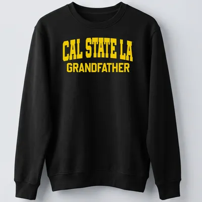 Bold collegiate Cal State L.A. Grandfather T-shirt in yellow — printed on a unisex sweatshirt