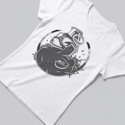Vintage distressed T-shirt featuring a duck with sunglasses and a grenade — printed on a women's shirt