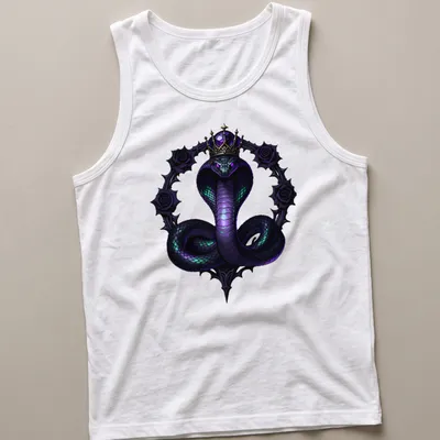Gothic T-shirt featuring a crowned serpent in black, purple, and green — printed on a tank top