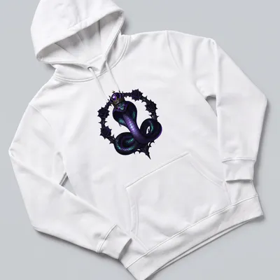 Gothic T-shirt featuring a crowned serpent in black, purple, and green — printed on a unisex hoodie