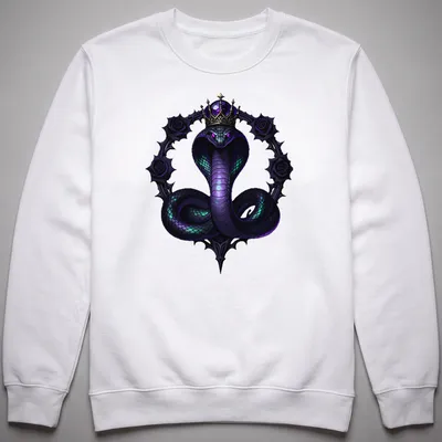 Gothic T-shirt featuring a crowned serpent in black, purple, and green — printed on a unisex sweatshirt