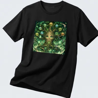 Kawaii design featuring a cute Yggdrasil tree character with playful colors