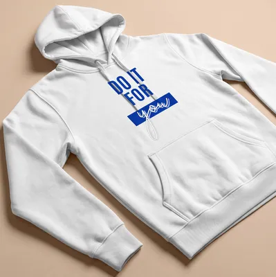 Bold typography shirt with motivational slogan 'DO IT FOR YOU' in blue and white. — printed on a unisex hoodie