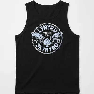 Vintage distressed Lynyrd Skynyrd logo t-shirt with wings and 1973 text — printed on a tank top