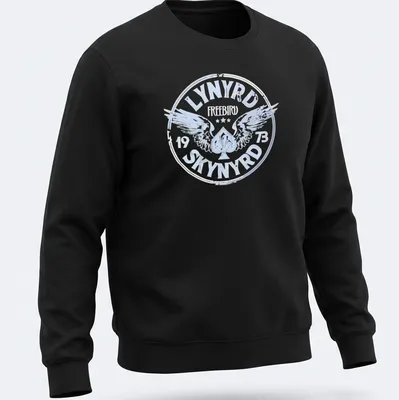 Vintage distressed Lynyrd Skynyrd logo t-shirt with wings and 1973 text — printed on a unisex sweatshirt