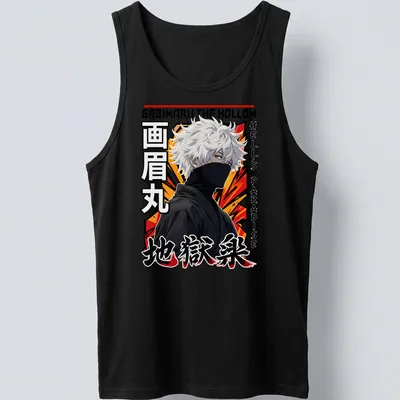 Anime style Gabimaru character from Hell's Paradise in vibrant colors — printed on a tank top