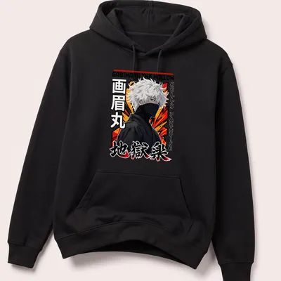 Anime style Gabimaru character from Hell's Paradise in vibrant colors — printed on a unisex hoodie