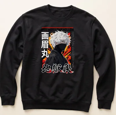 Anime style Gabimaru character from Hell's Paradise in vibrant colors — printed on a unisex sweatshirt