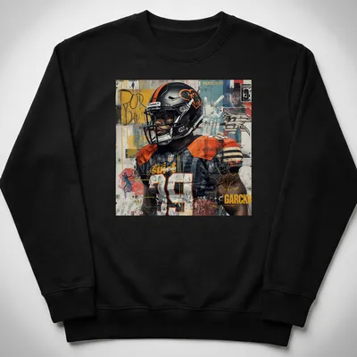 Graffiti art of a football player with 'GarcKn 39' in bold colors — printed on a unisex sweatshirt
