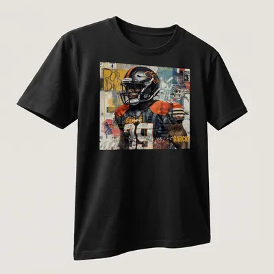 Graffiti art of a football player with 'GarcKn 39' in bold colors — printed on a unisex t-shirt (angled view)