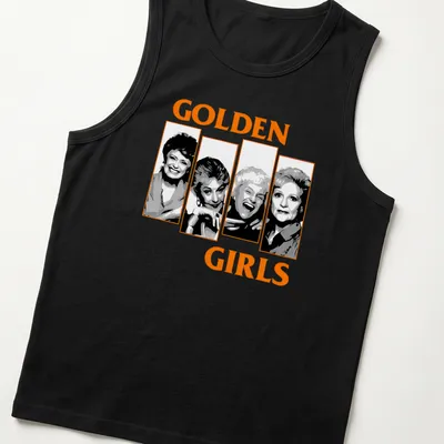 Vintage illustration of four characters from Golden Girls on a — printed on a tank top