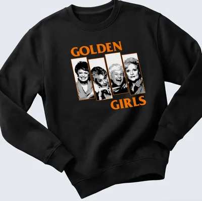 Vintage illustration of four characters from Golden Girls on a — printed on a unisex sweatshirt
