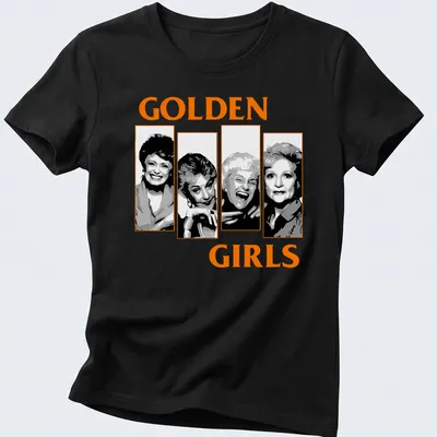 Vintage illustration of four characters from Golden Girls on a — printed on a women's shirt