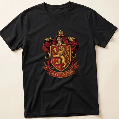Gryffindor Crest T-shirt featuring a lion emblem in red, gold, and black