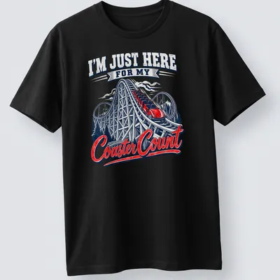 Vintage roller coaster tee with playful print about coaster counting