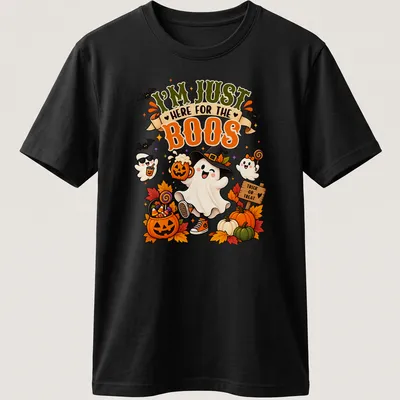 Kawaii ghost with pumpkin and beer, featuring humorous text for Halloween