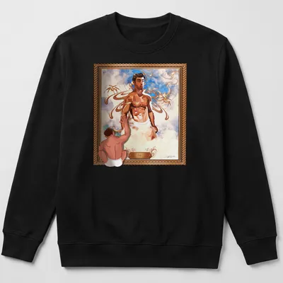 Digital art illustration of a male figure with the name Iggy in bold colors — printed on a unisex sweatshirt