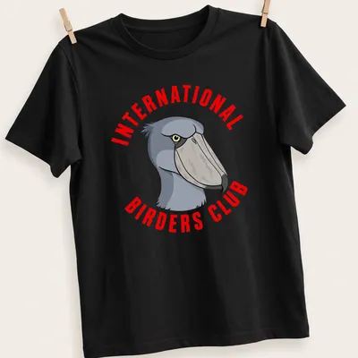Illustrative Shoebill bird design with text for bird enthusiasts