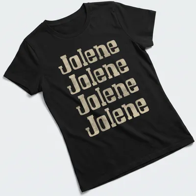 Vintage T-shirt featuring the text Jolene Jolene Jolene in beige and cream. — printed on a women's shirt