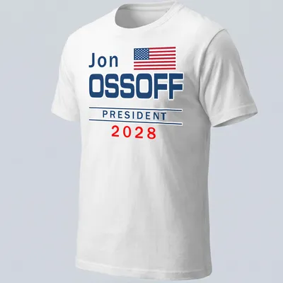 Bold modern political campaign T-shirt featuring Jon Ossoff 2028