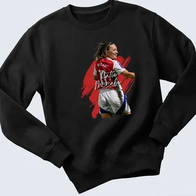 Painted effect t-shirt featuring soccer player Katie McCabe in red, white, and blue — printed on a unisex sweatshirt