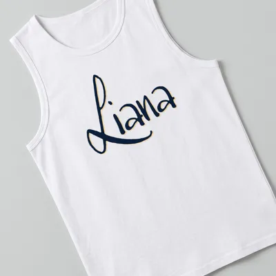 Personalized T-shirt featuring the name Liana in modern script style — printed on a tank top