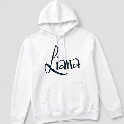 Personalized T-shirt featuring the name Liana in modern script style — printed on a unisex hoodie
