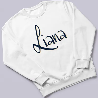 Personalized T-shirt featuring the name Liana in modern script style — printed on a unisex sweatshirt