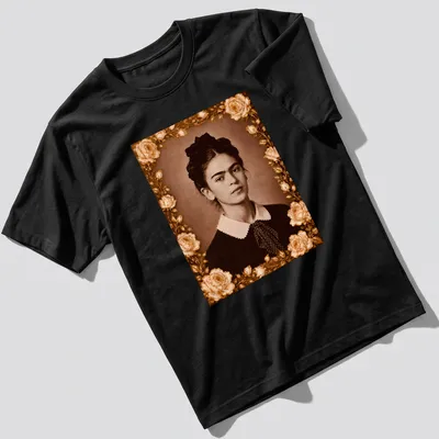 Vintage portrait of Frida Kahlo in sepia, cream, and gold tones