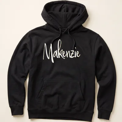 Personalized shirt featuring the name Makenzie in elegant gold script. — printed on a unisex hoodie