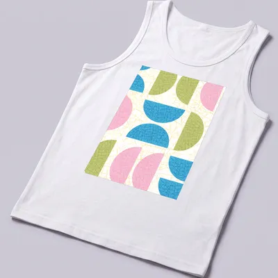 T-shirt featuring a textured pattern of semicircle shapes in various colors. — printed on a tank top