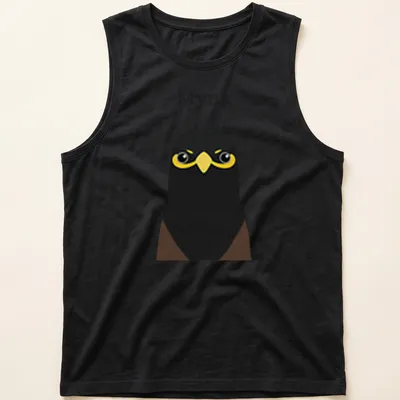 Kawaii Myna bird illustration with playful text in black, yellow, and brown — printed on a tank top