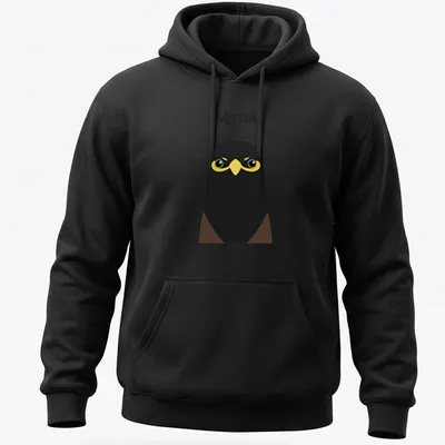 Kawaii Myna bird illustration with playful text in black, yellow, and brown — printed on a unisex hoodie