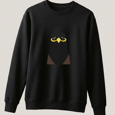 Kawaii Myna bird illustration with playful text in black, yellow, and brown — printed on a unisex sweatshirt