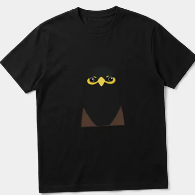 Kawaii Myna bird illustration with playful text in black, yellow, and brown